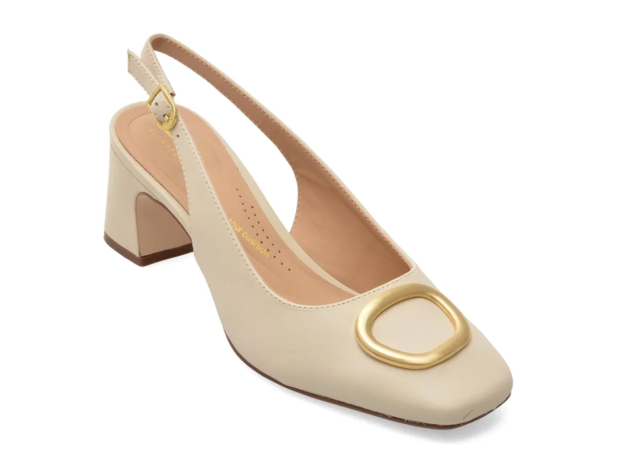 Pantofi Eleganți Clarks Bej, Fernie Sling, Din Piele Naturală