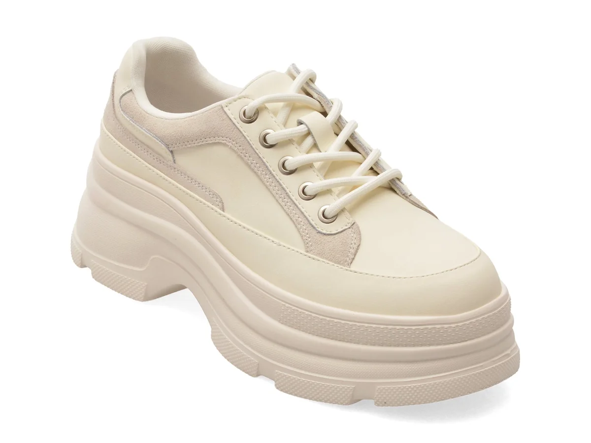 Pantofi Flavia Passini Albi, 2223, Din Piele Naturala