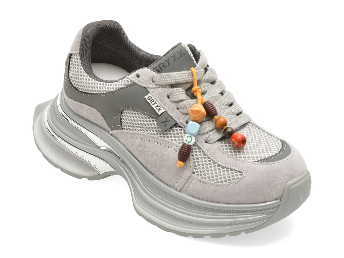 Pantofi Sport Gryxx Gri, 9052, Din Năbuc