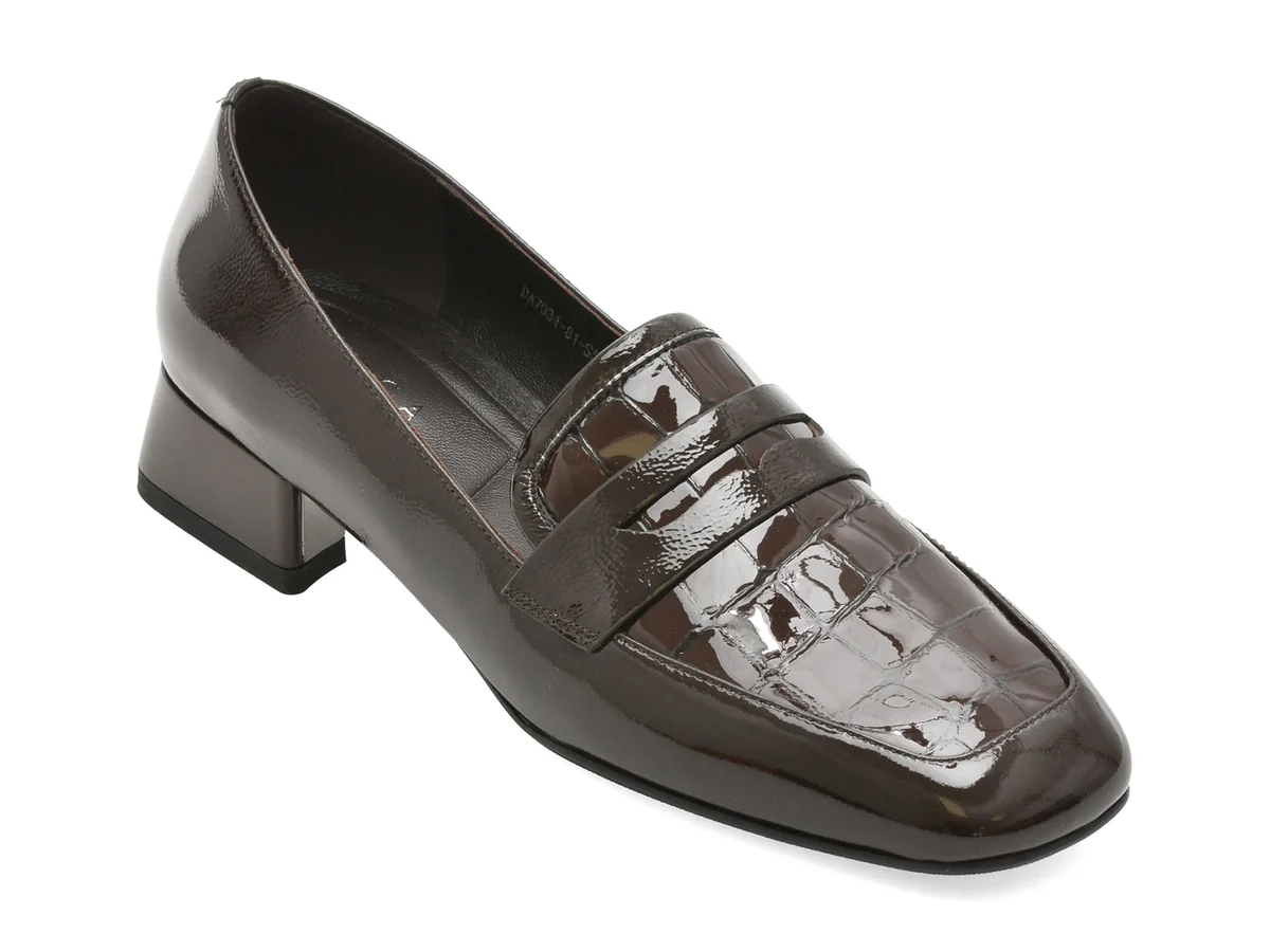 Mocasini Epica Maro, DA7034, Din Piele Naturala Lăcuită