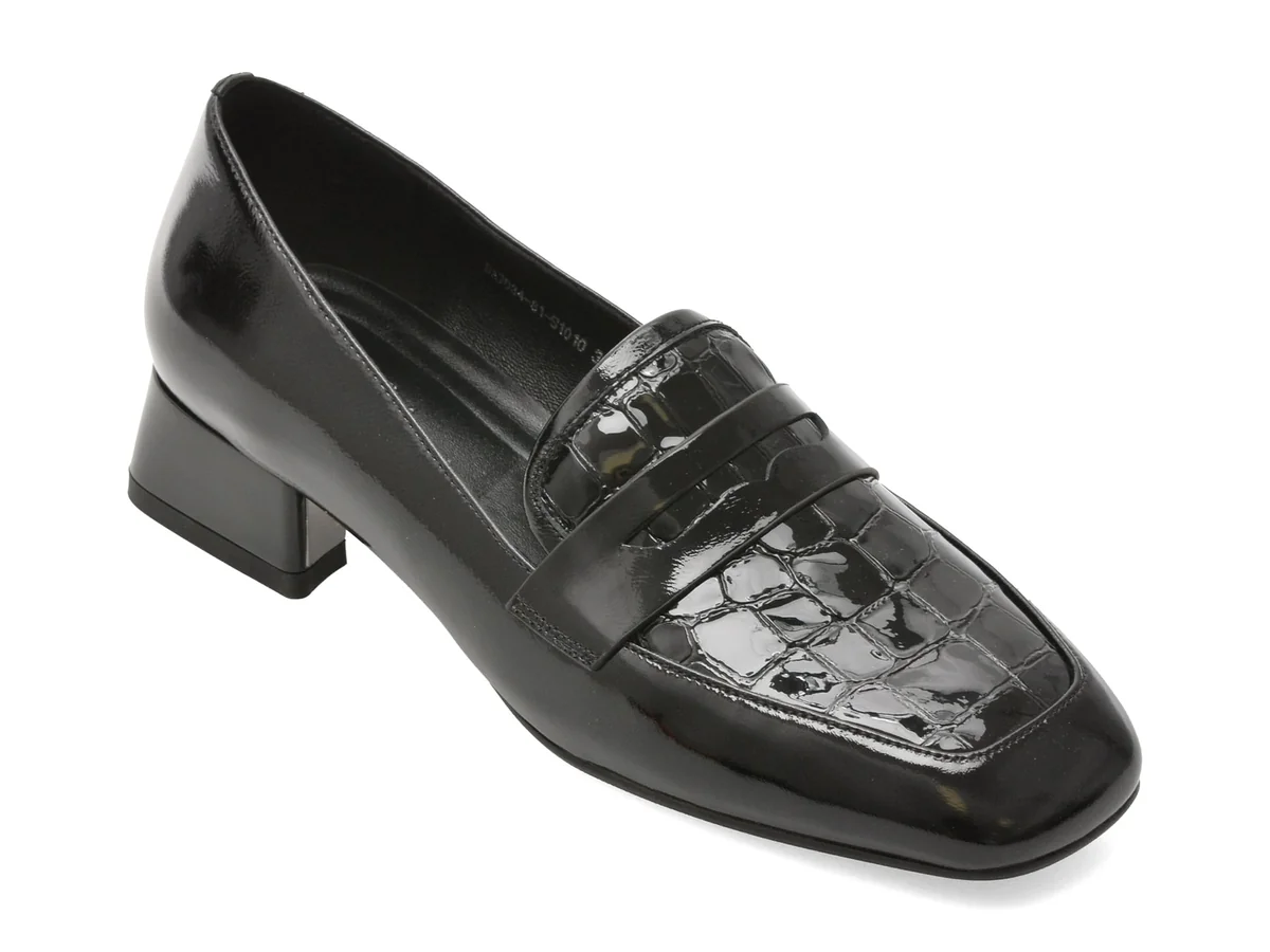 Mocasini Epica Negri, Da7034, Din Piele Naturală Lăcuită