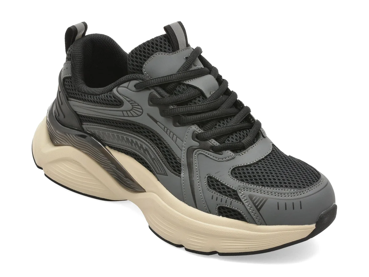 Pantofi Sport Gryxx Negri 608 Din Material Textil Și Piele Naturală