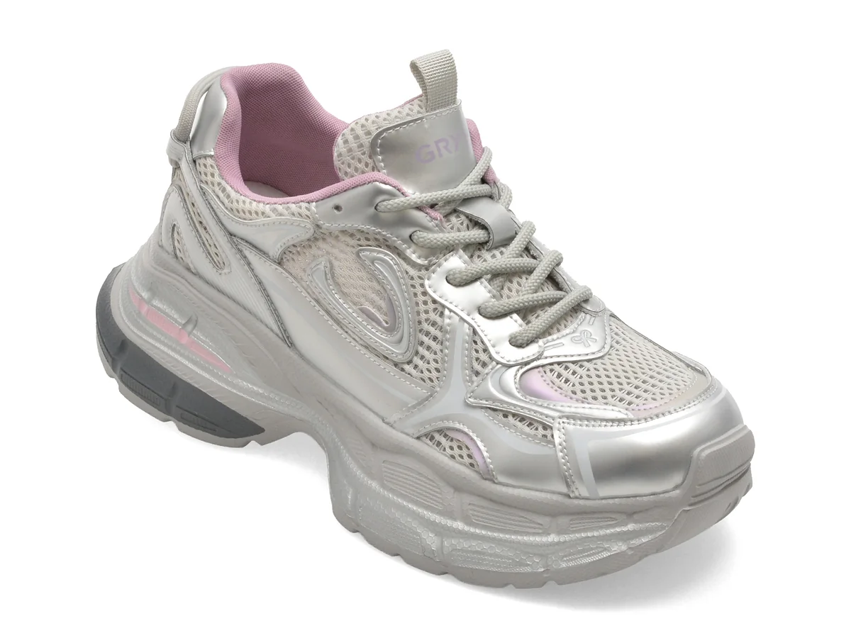 Pantofi Sport Gryxx Argintii, 958, Din Piele Naturala