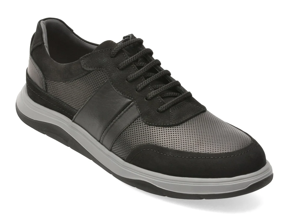 Pantofi Sport Otter Negri, 60742, Din Piele Naturală