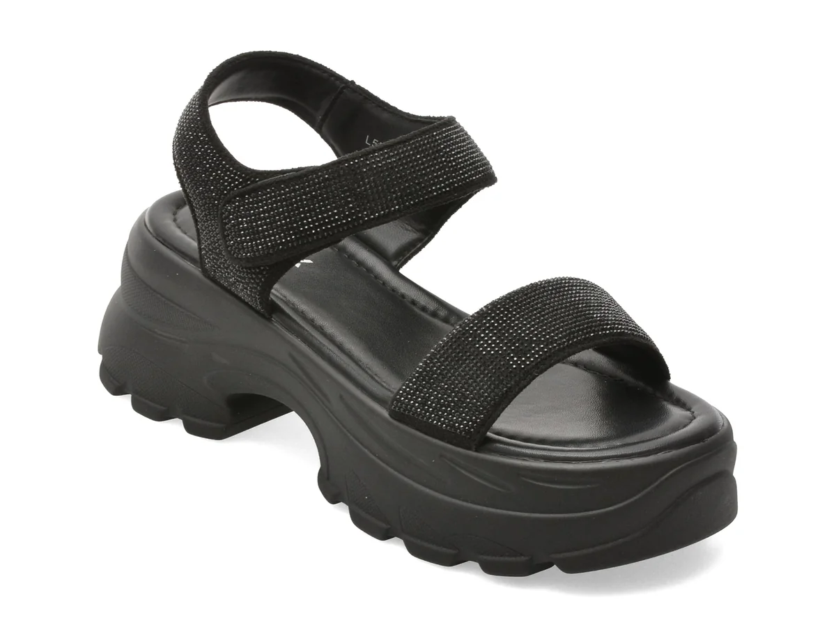 Sandale Gryxx Negre, 57117, Din Material Textil