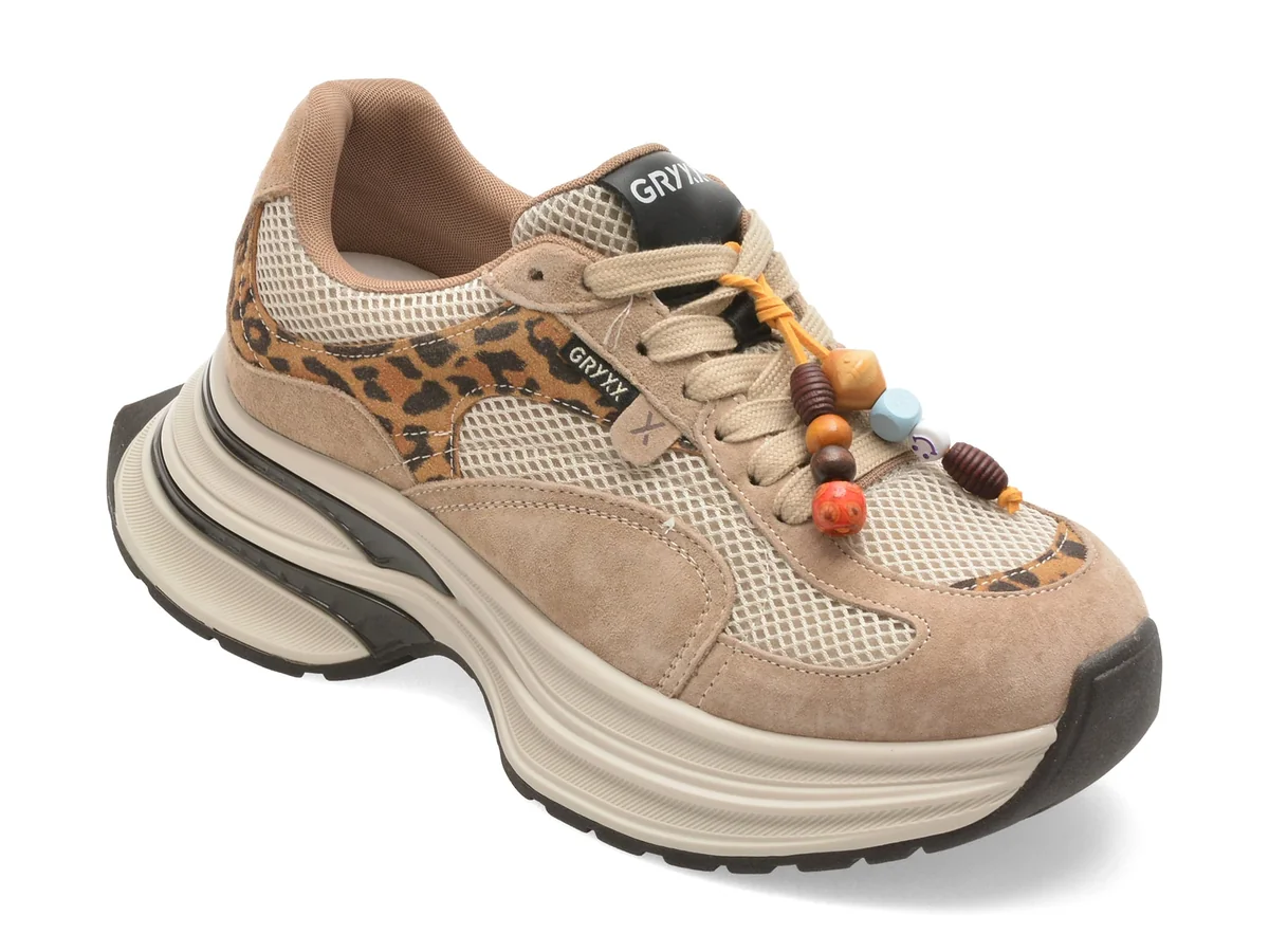 Pantofi Sport Gryxx Bej, 9052, Din Nabuс