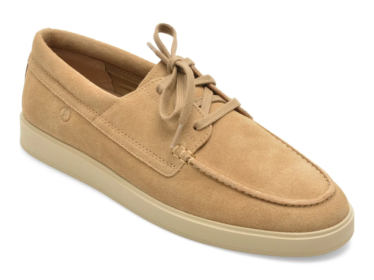 Mocasini Clarks Gri, Lockford Boat, Din Piele Întoarsă