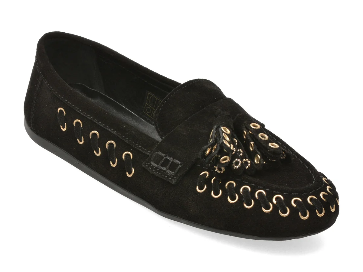 Mocasini Epica Negri 65 Din Piele Intoarsa