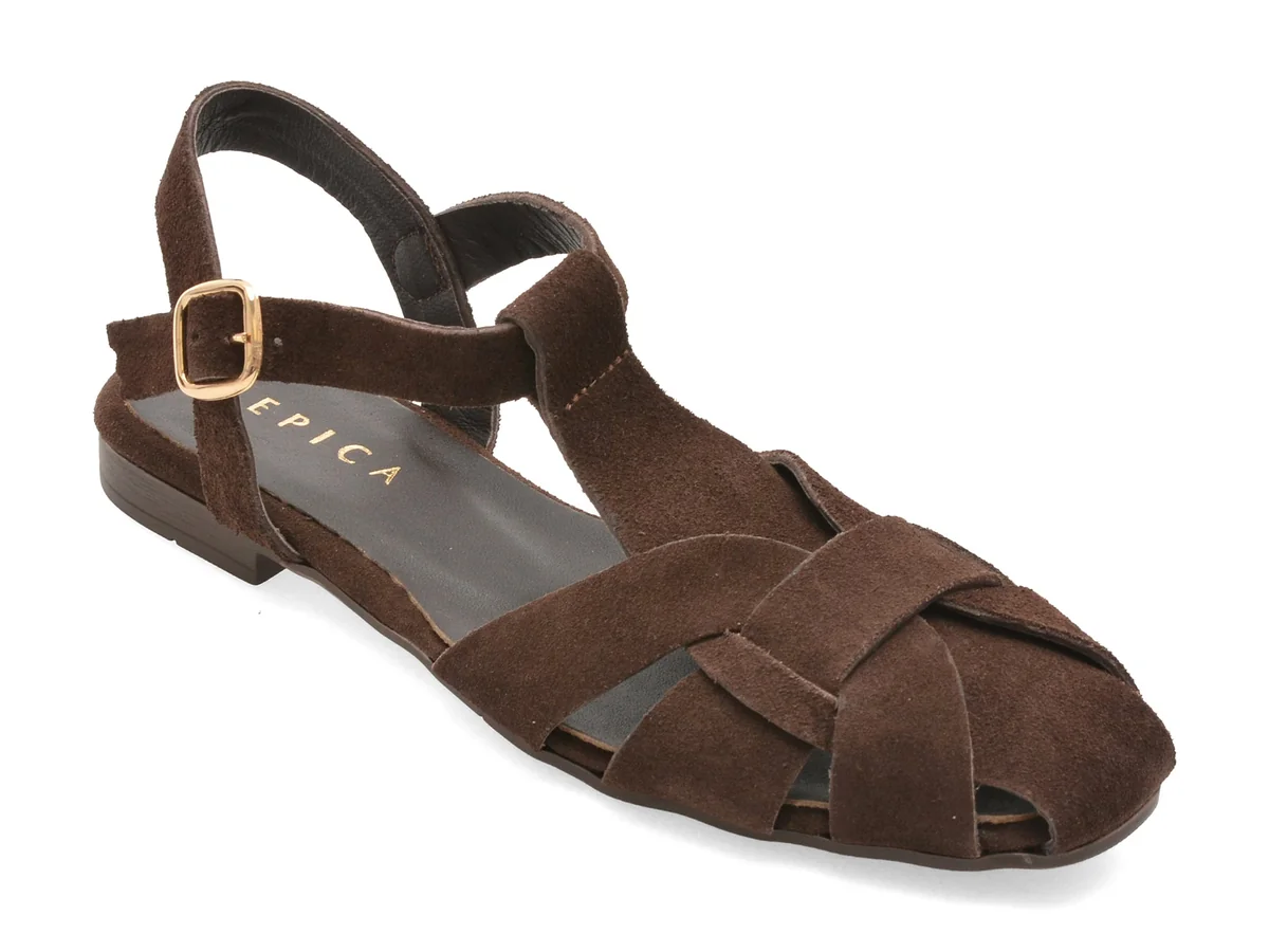 Sandale Epica Maro, 67, Din Piele Întoarsă
