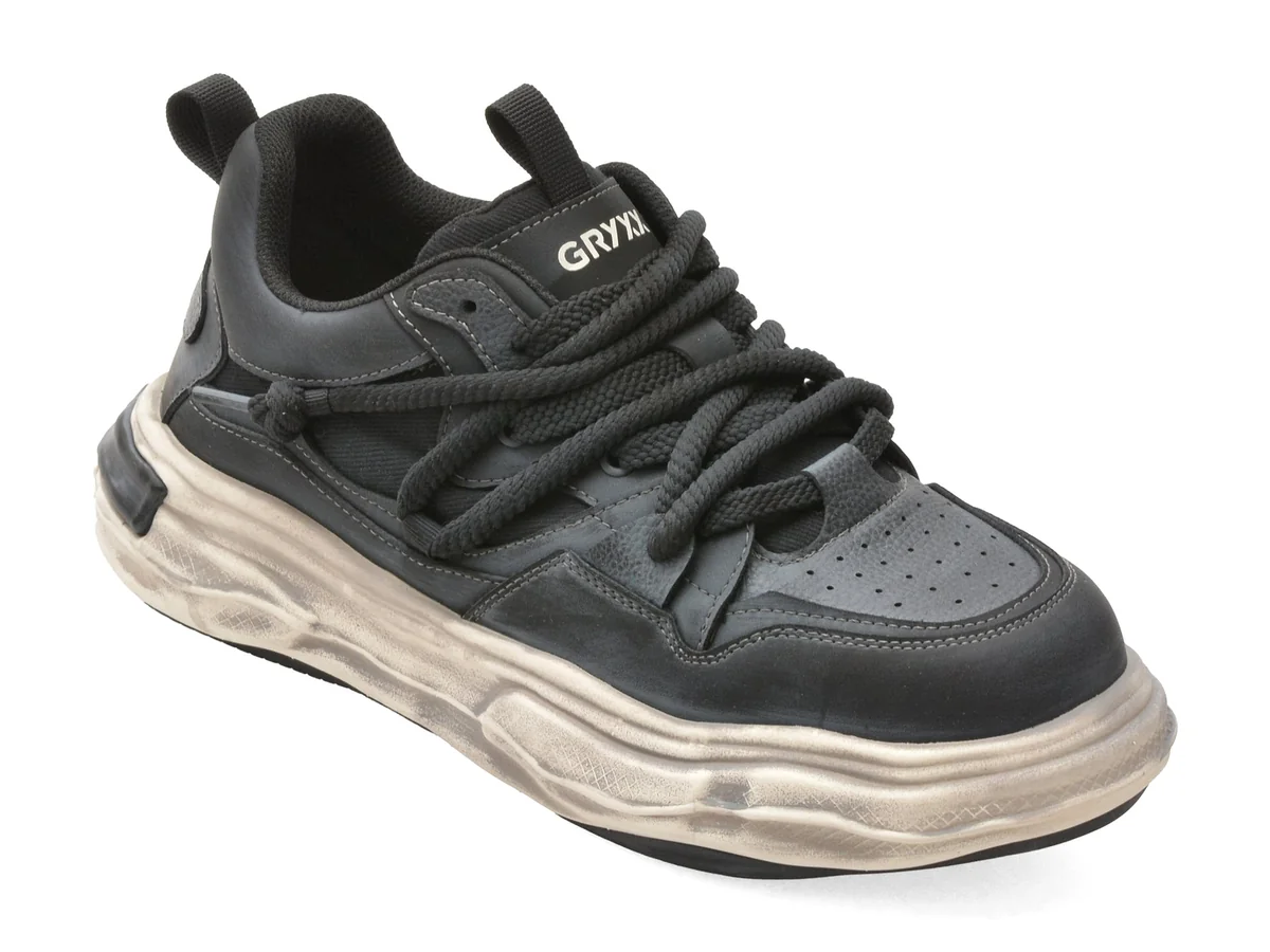 Pantofi Sport Gryxx Negri, 1288, Din Piele Naturala
