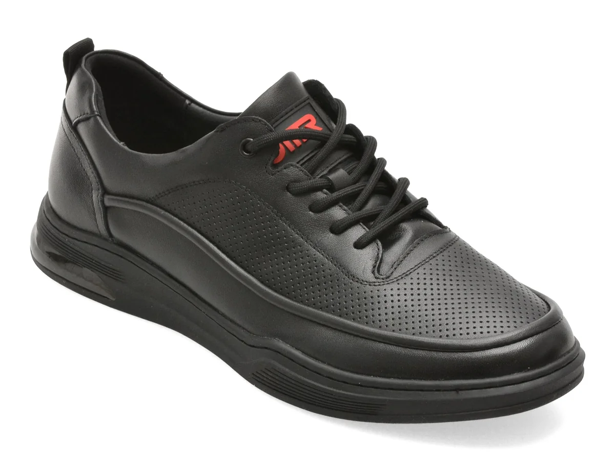 Pantofi Sport Otter Negri, 63091, Din Piele Naturala