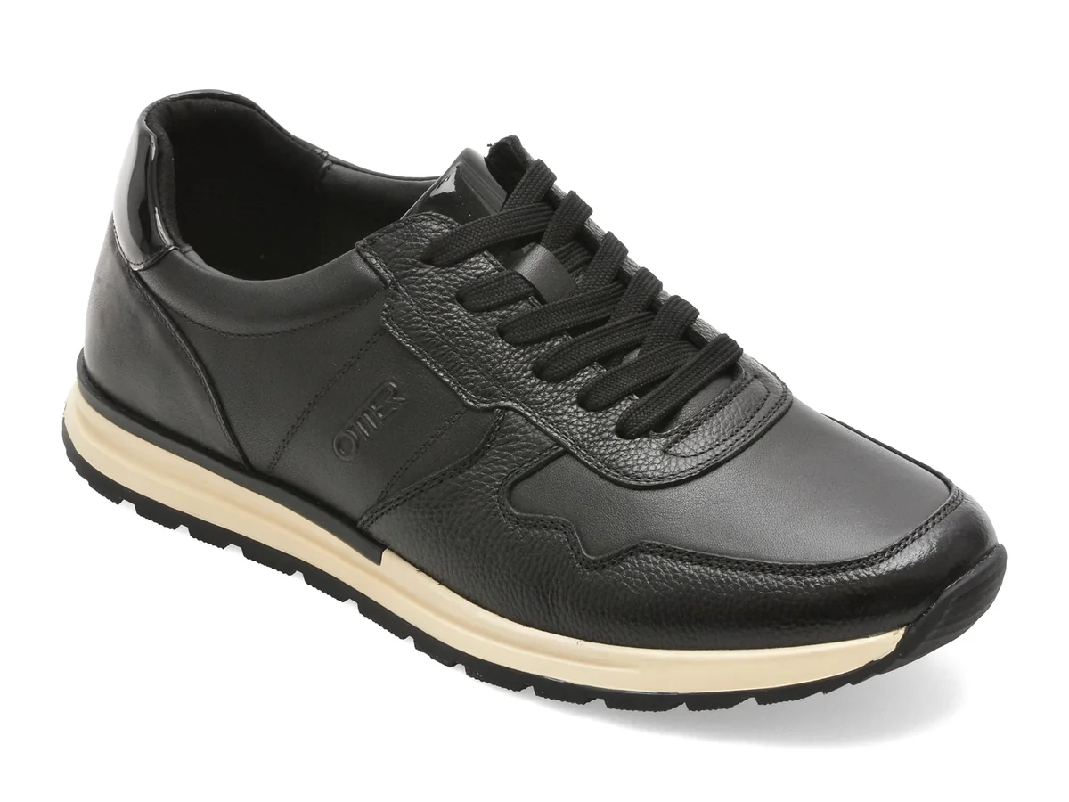 Pantofi Sport Otter Negri, 63512, Din Piele Naturala