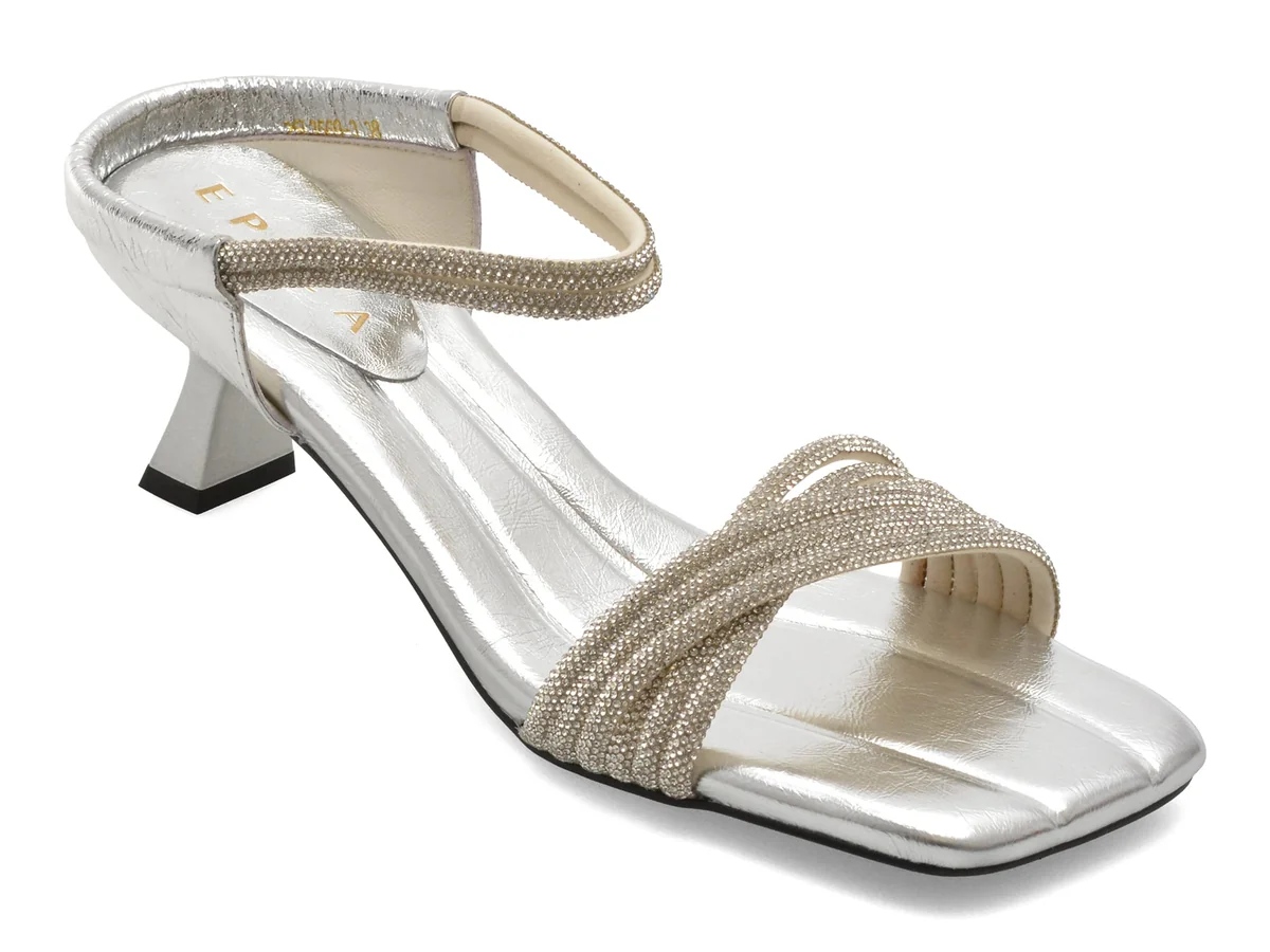 Sandale Epica Argintii, 3569, Din Material Textil