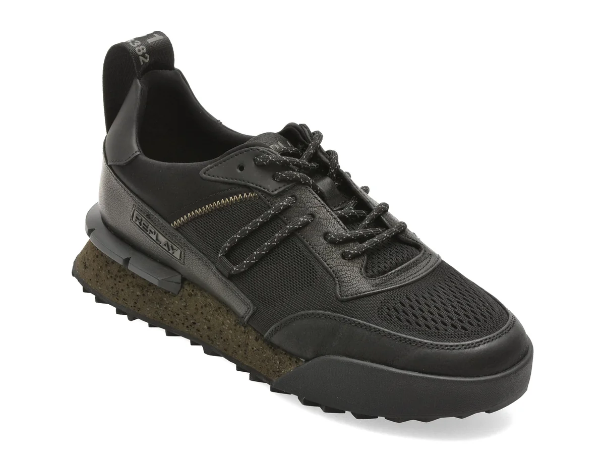 Pantofi Sport Replay Negri, MS1P72L, Din Piele Naturală