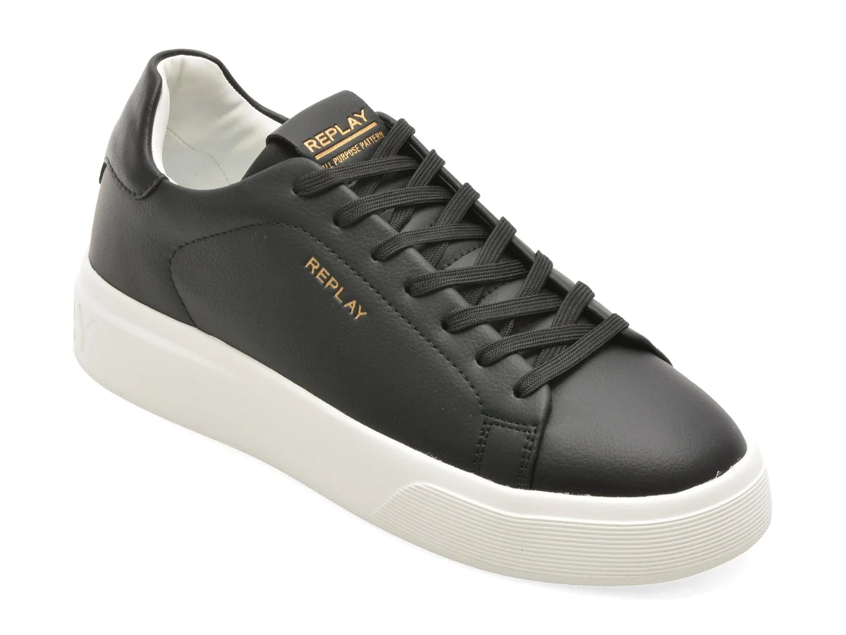 Pantofi Sport Replay Negri, MZ7O05L, Din Piele Naturală