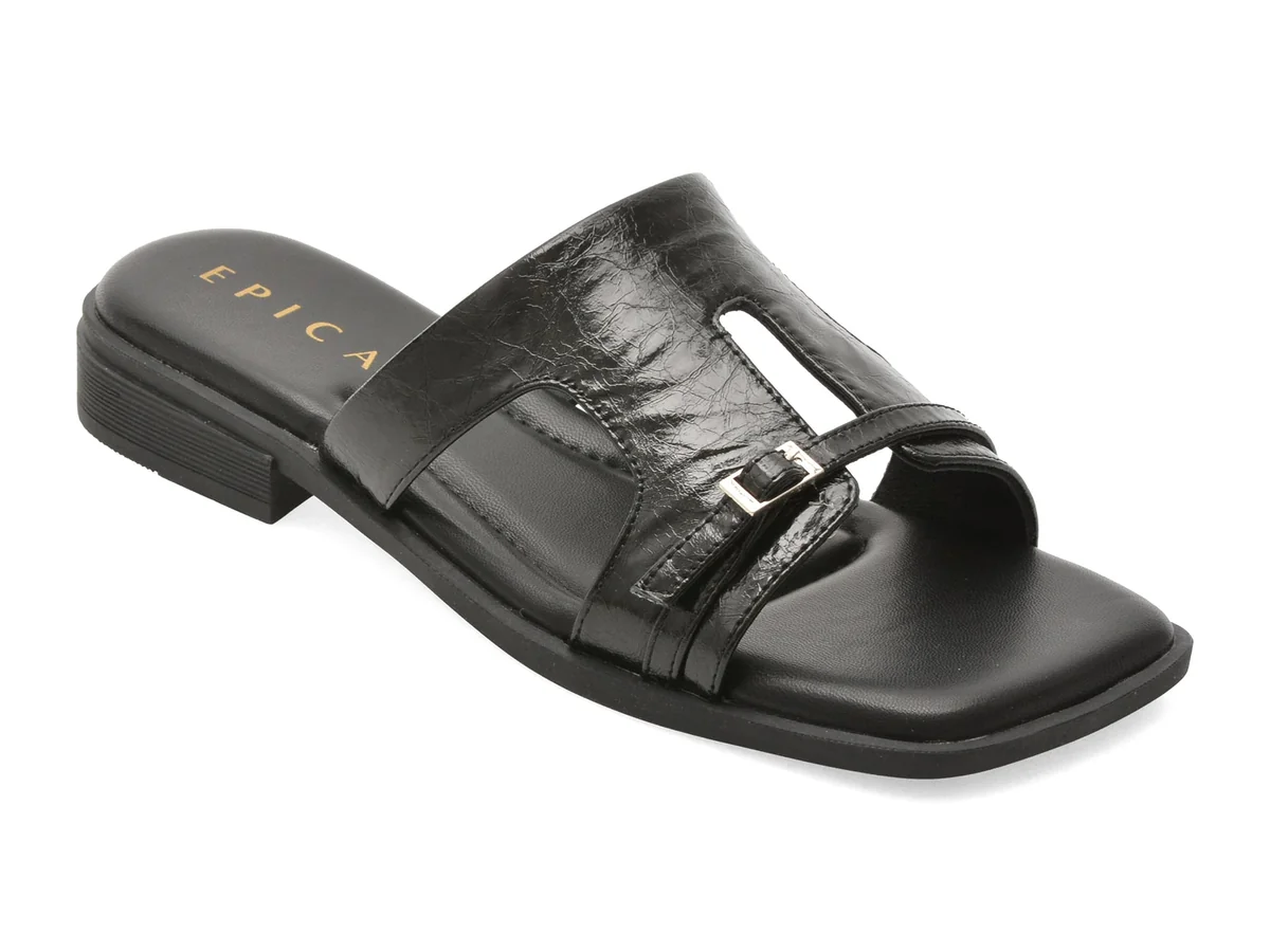 Papuci Epica Negri, 2886, Din Piele Naturala