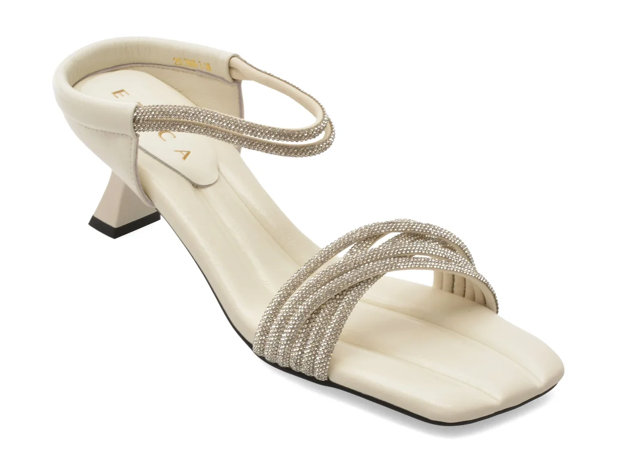 Sandale Elegante Epica Albe, 3569, Din Material Textil