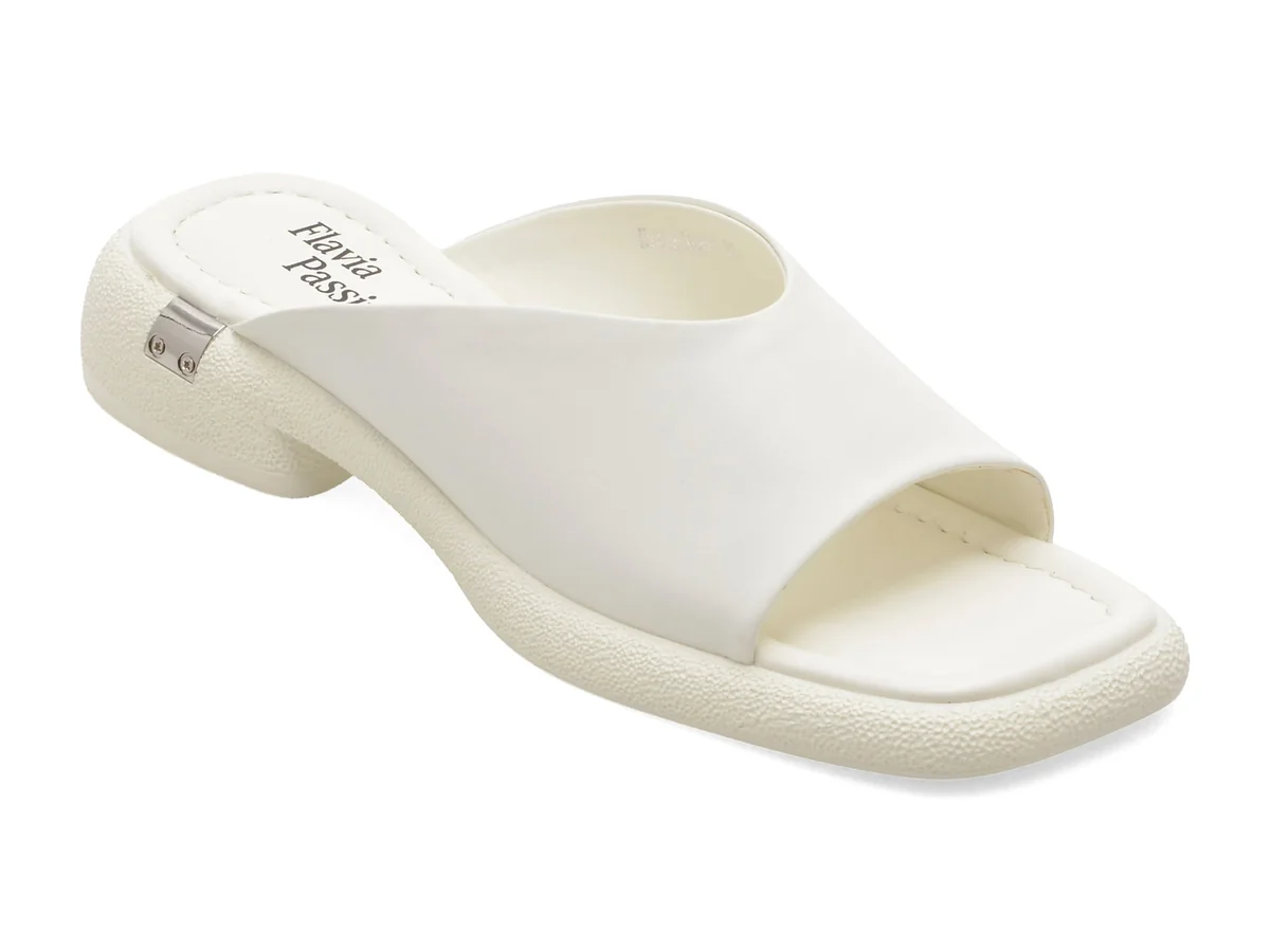 Papuci Flavia Passini Albi, X8961, Din Piele Naturală