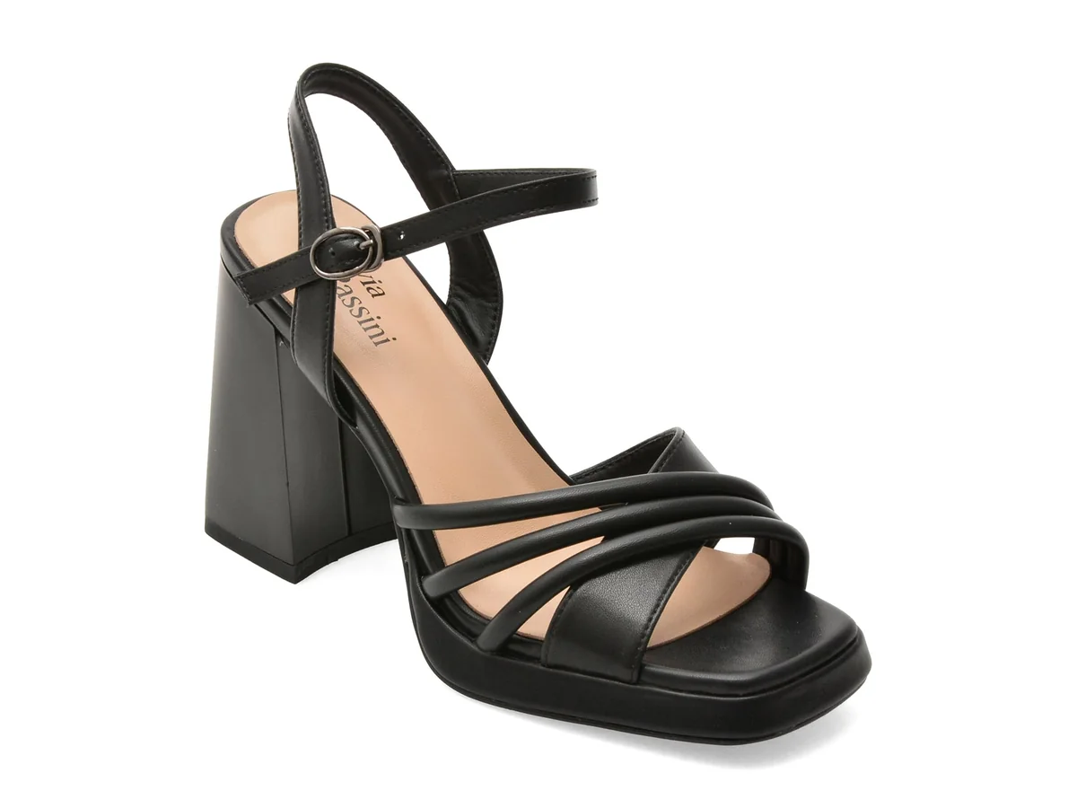 Sandale Flavia Passini Negre, V1083, Din Piele Naturala