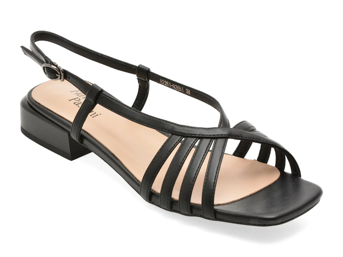 Sandale Flavia Passini Negre, Q2651, Din Piele Naturala