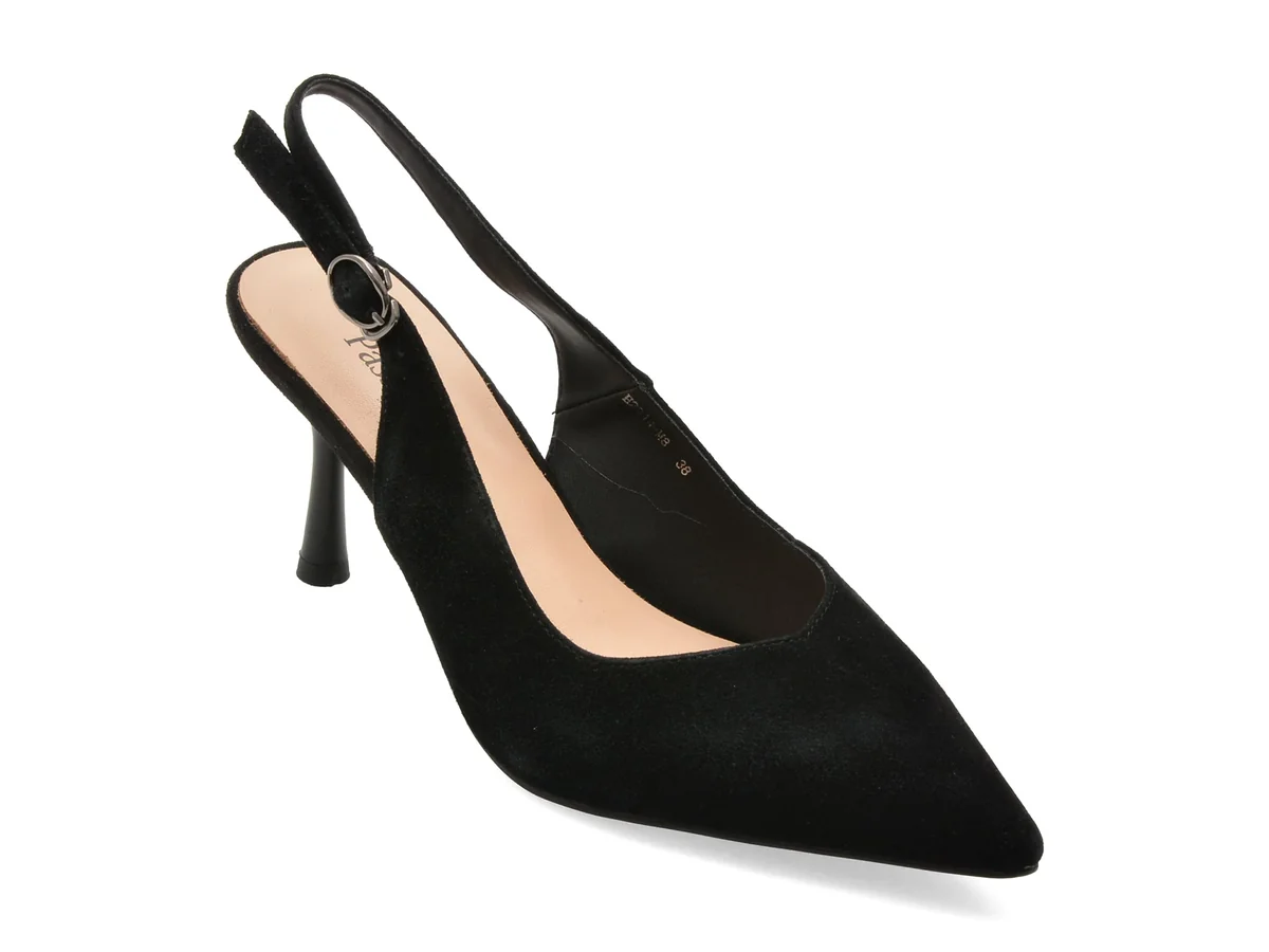 Pantofi Eleganți Flavia Passini Negri, M8, Din Piele Întoarsă