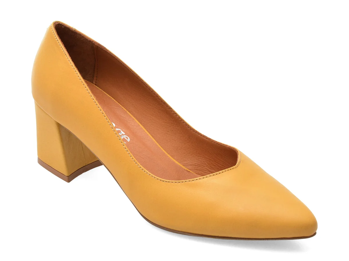 Pantofi Eleganti Image Galbeni, 1065, Din Piele Naturala