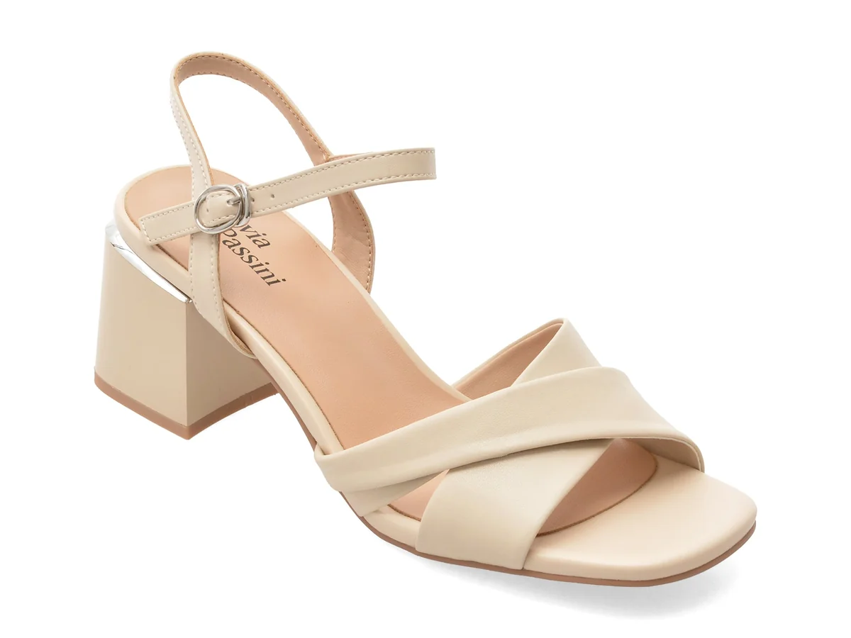 Sandale Flavia Passini Bej, X8776, Din Piele Naturala