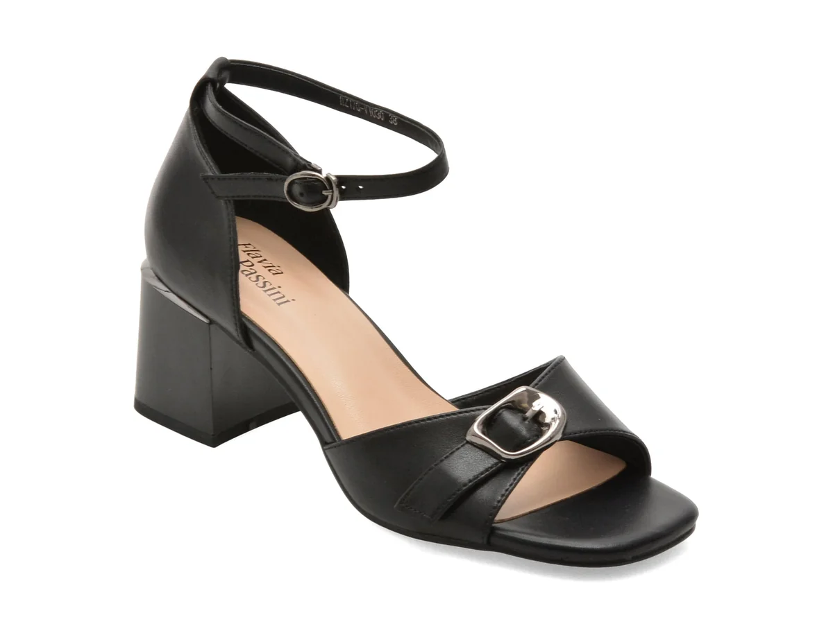 Sandale Flavia Passini Negre, V1030, Din Piele Naturală