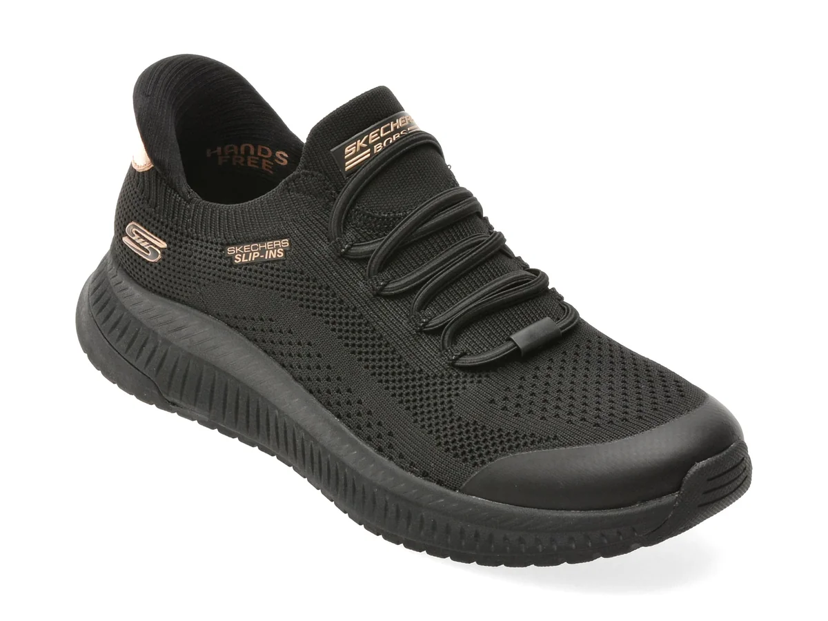 Pantofi Sport Skechers Negri, Bobs Squad 4, Din Material Textil