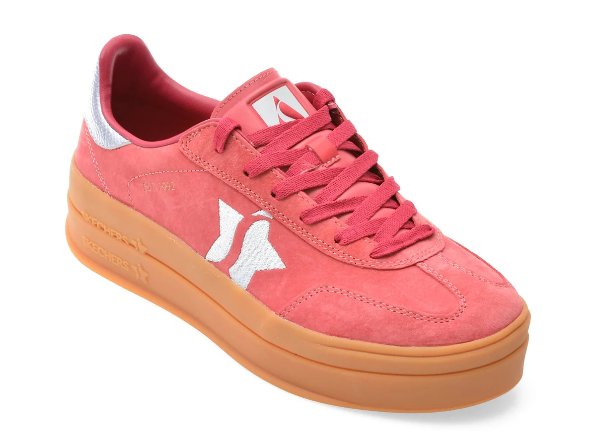 Pantofi Sport Skechers Roșii, Academy Hi, Din Piele Întoarsă