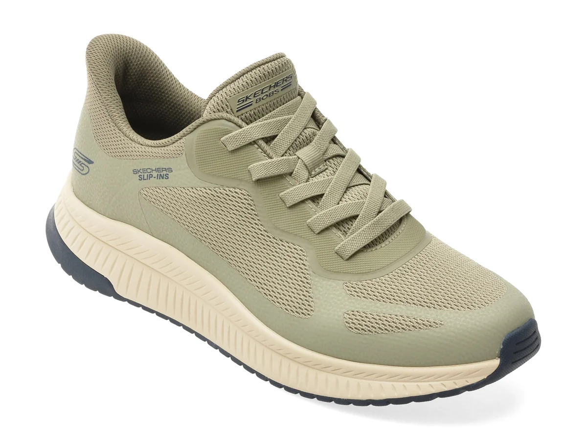 Pantofi Sport Skechers Kaki, Bobs Squad 4, Din Material Textil