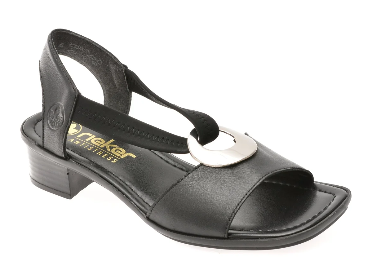 Sandale Rieker Negre, 62662, Din Piele Naturală