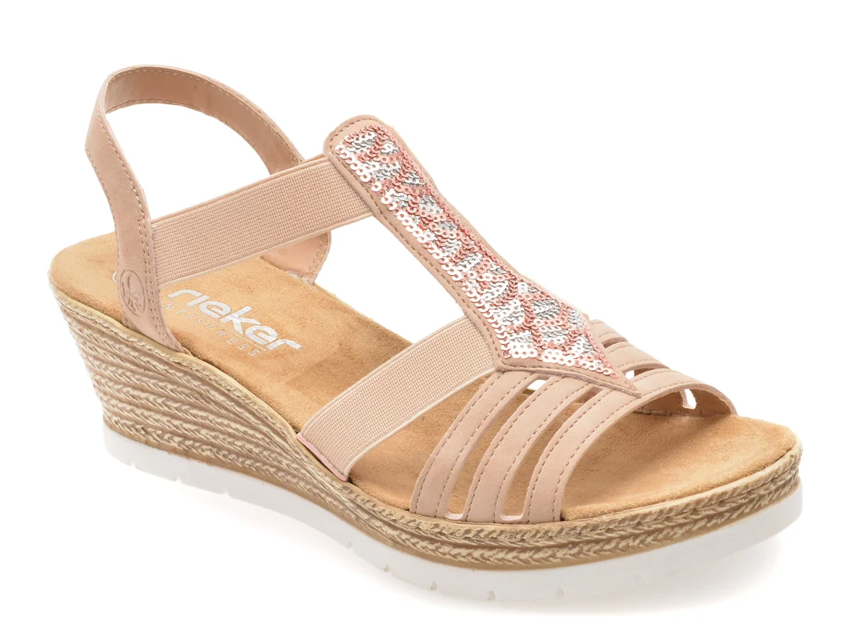 Sandale Rieker Nude, 61913, Din Piele Ecologică