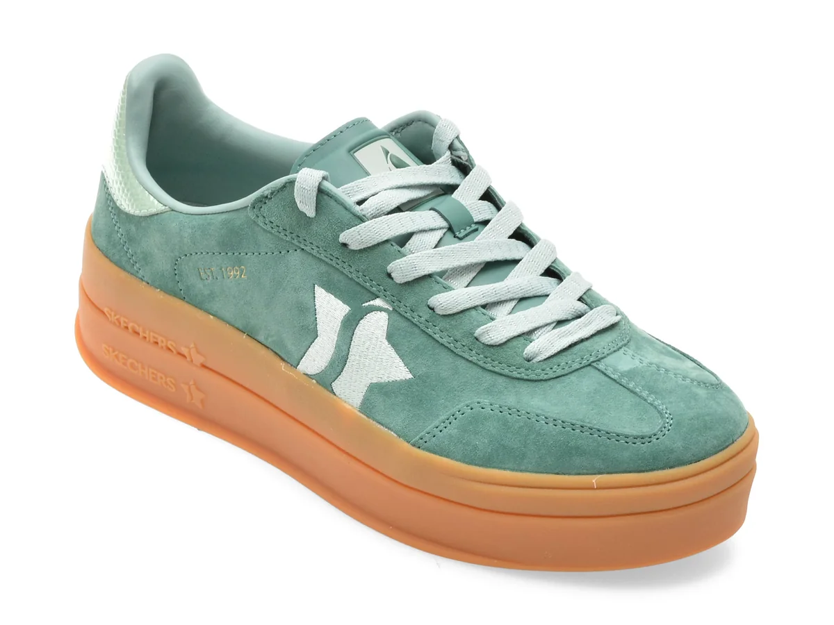 Pantofi Sport Skechers Verzi, Academy Hi, Din Piele Intoarsa