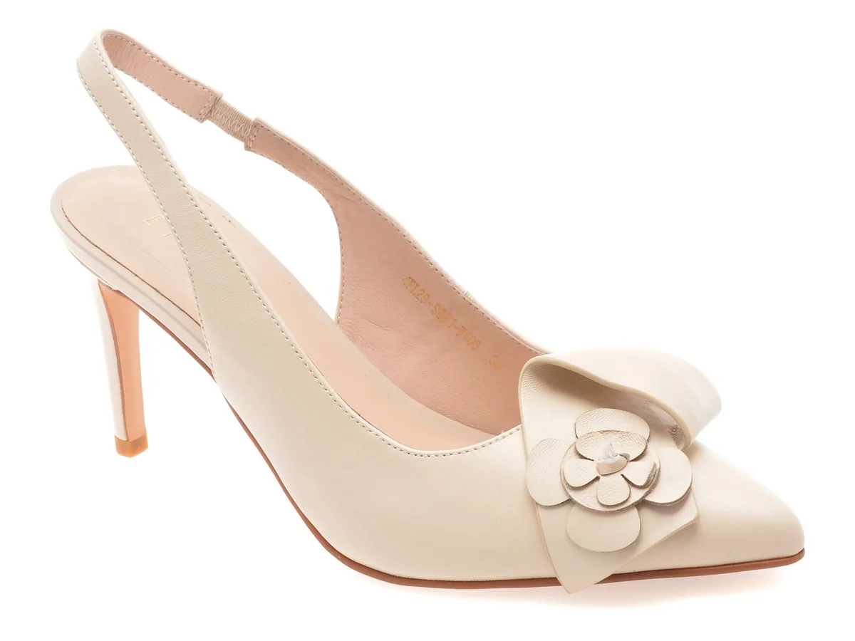Pantofi Eleganti Epica Bej, 4FL29, Din Piele Naturala