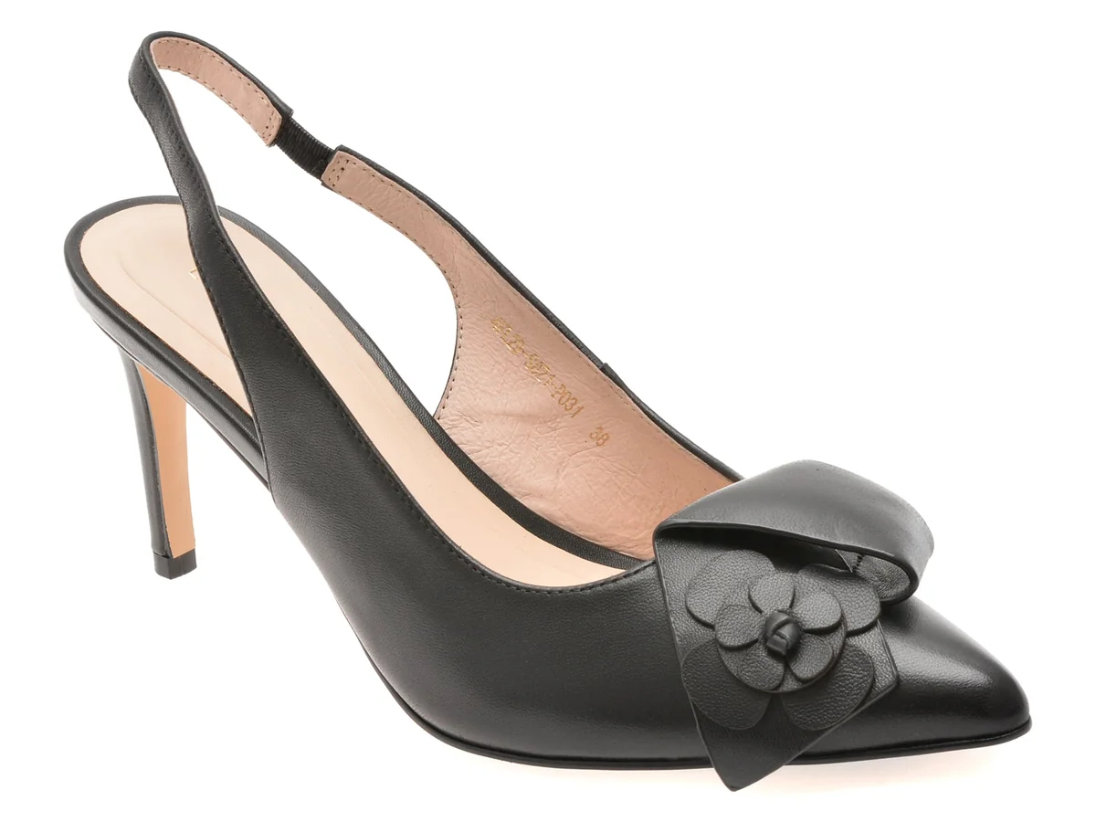 Pantofi Eleganți Epica Negri, 4FL29, Din Piele Naturală