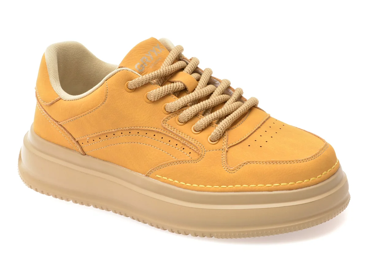 Pantofi Sport Gryxx Galbeni, 251219, Din Piele Naturala