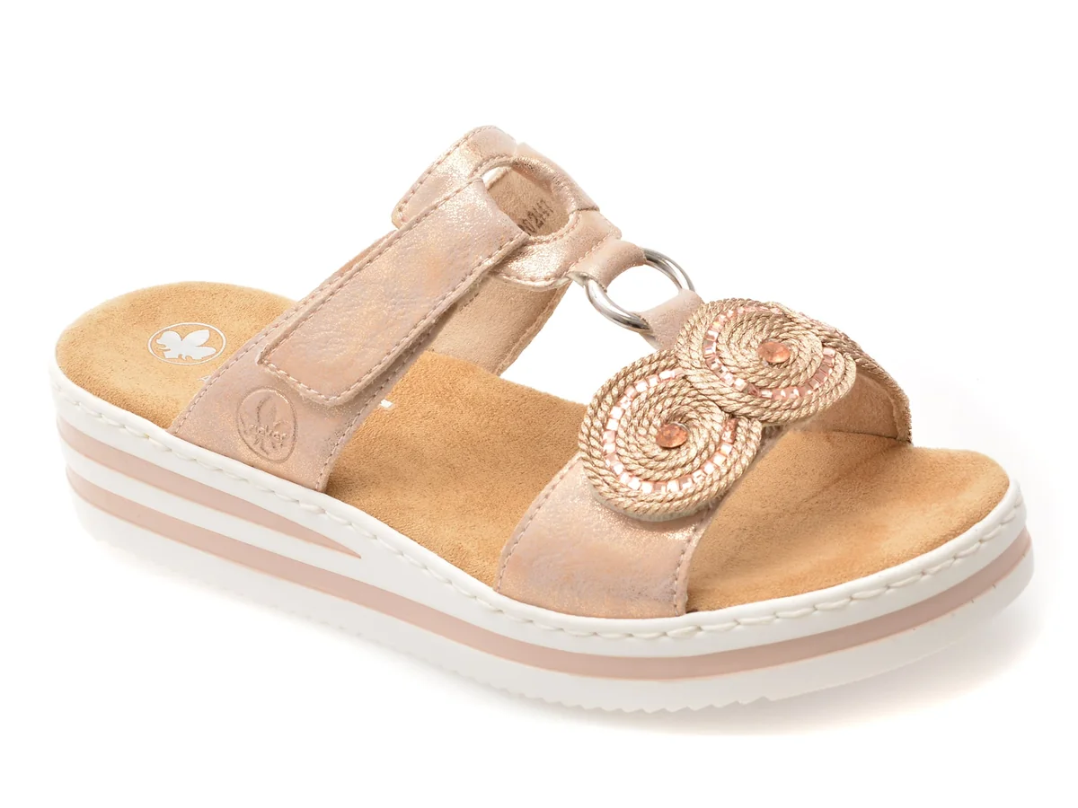 Papuci Rieker Roz, V0200, Din Piele Ecologica