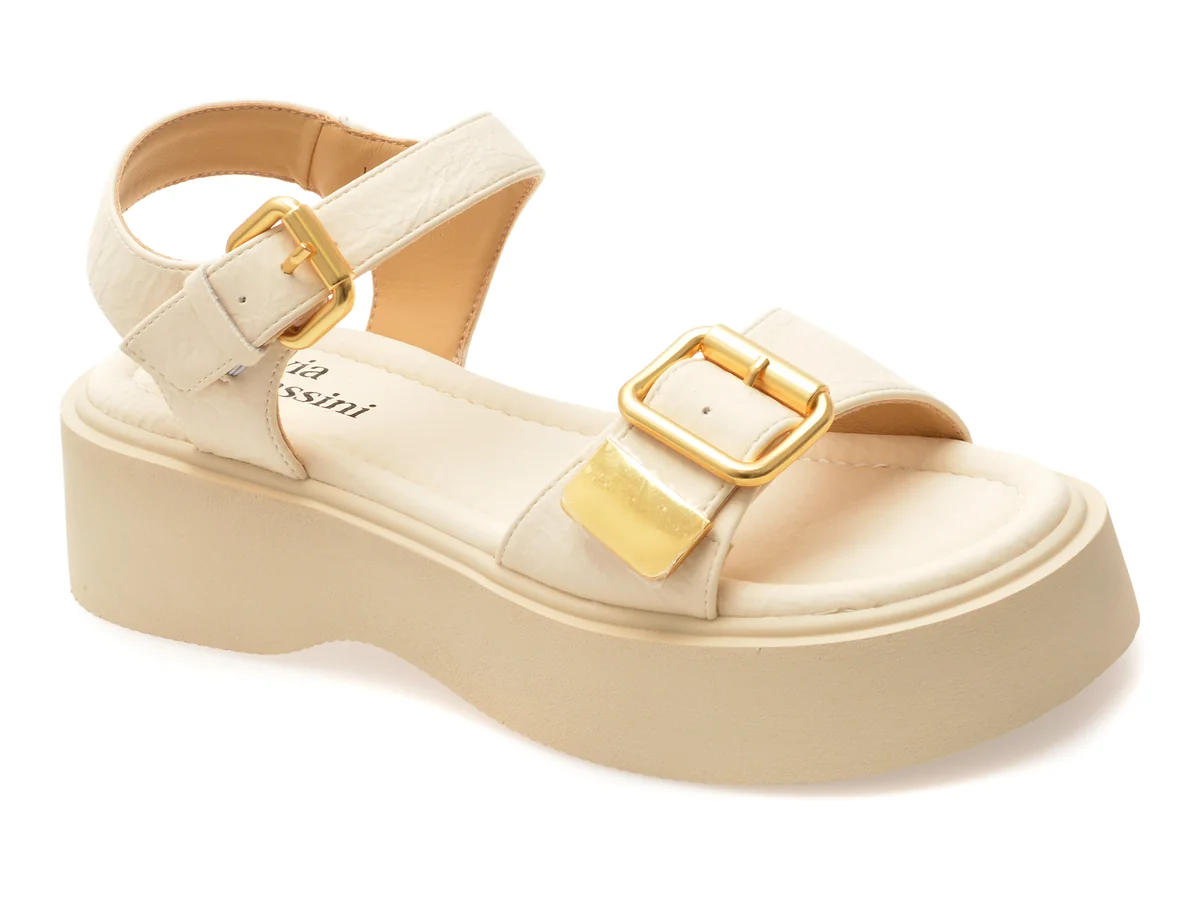 Sandale Flavia Passini Bej, 51117, Din Piele Ecologica