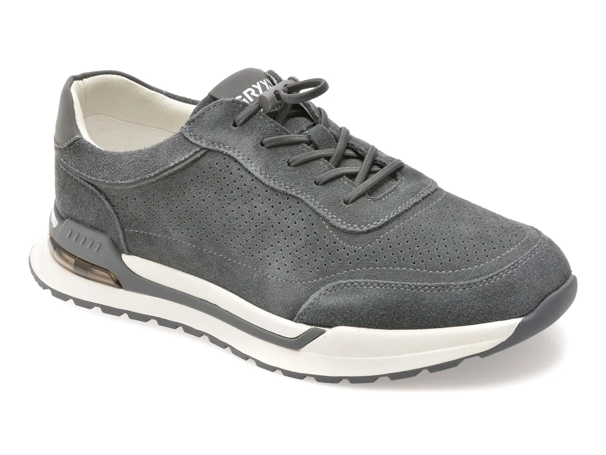 Pantofi Sport Gryxx Gri, 63102, Din Piele Întoarsă