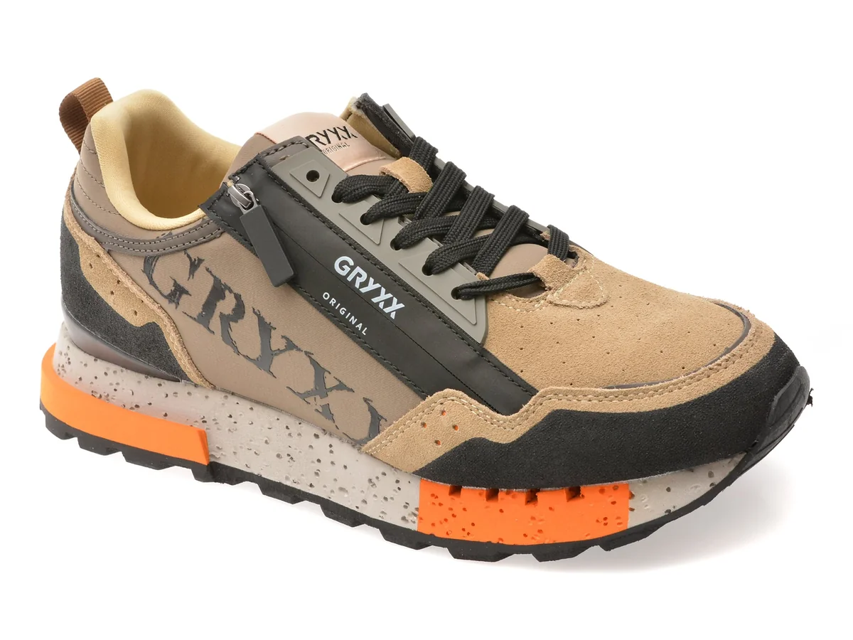 Pantofi Sport Gryxx Gri, 6013, Din Material Textil Și Piele Naturală