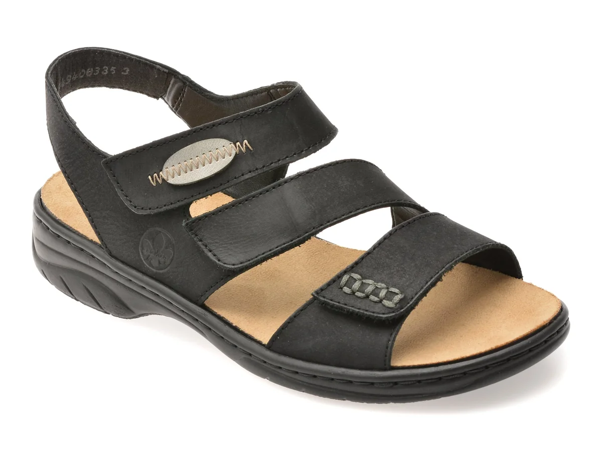 Sandale Rieker Negre, 64573, Din Piele Naturală