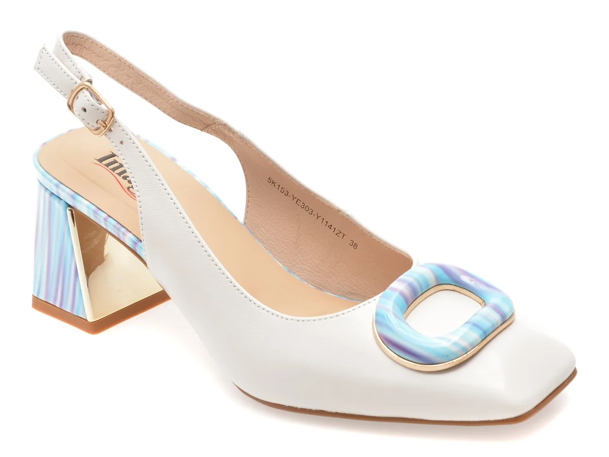 Pantofi Eleganți Image Albi 5K153, Din Piele Naturală