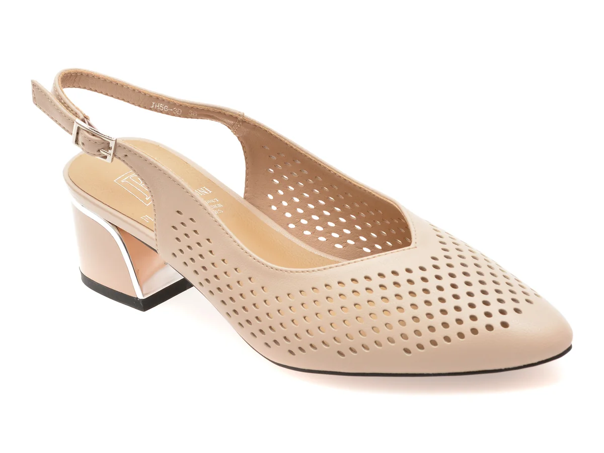 Pantofi Eleganti Flavia Passini Bej, JH56, Din Piele Naturala