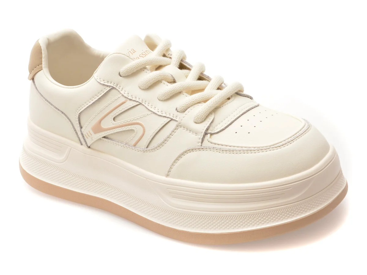 Pantofi Sport Flavia Passini Albi, 6567, Din Piele Naturala
