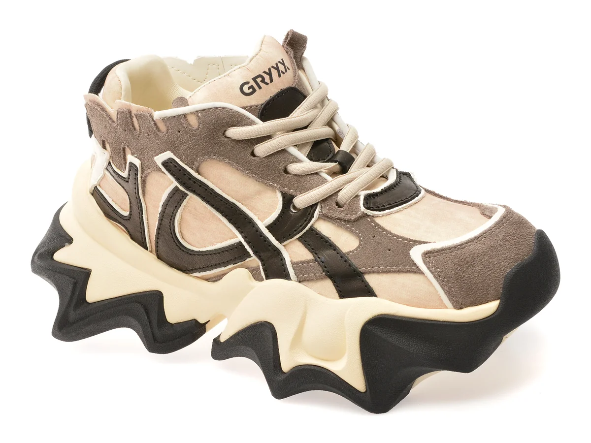 Pantofi Sport Gryxx Bej, 1008617, Din Material Textil Și Piele Naturală
