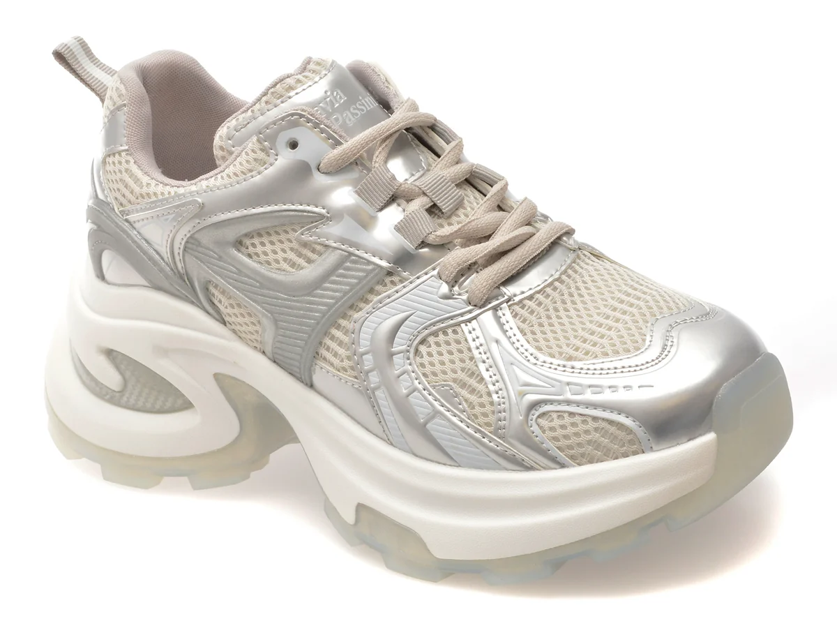 Pantofi Sport Flavia Passini Argintii, 66988, Din Material Textil