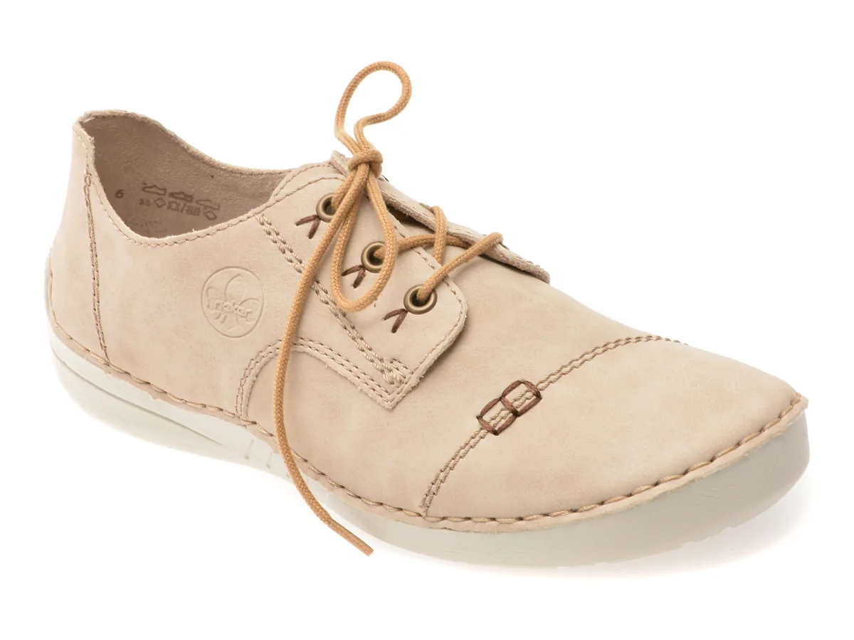 Pantofi Rieker Bej, 52520, Din Piele Ecologică