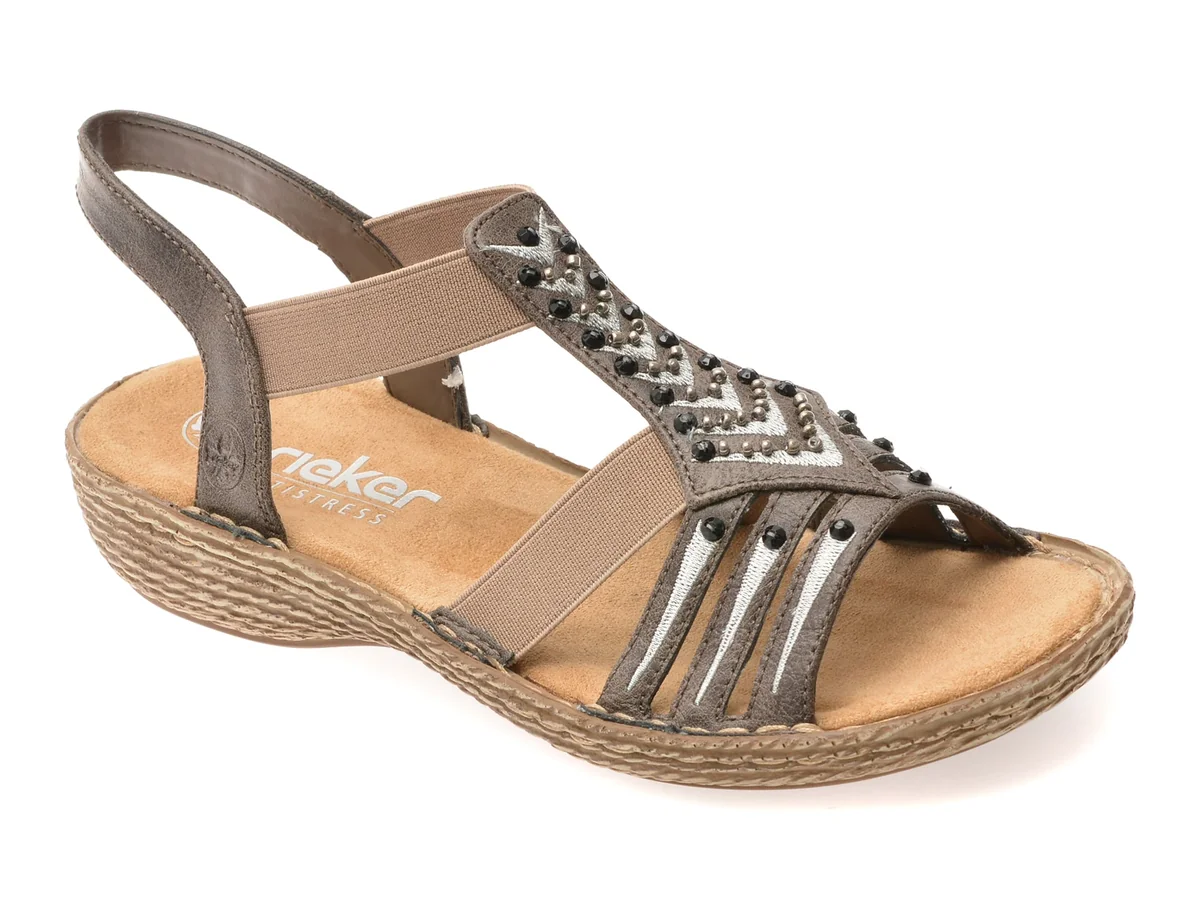 Sandale Rieker Gri, 65861, Din Piele Ecologică