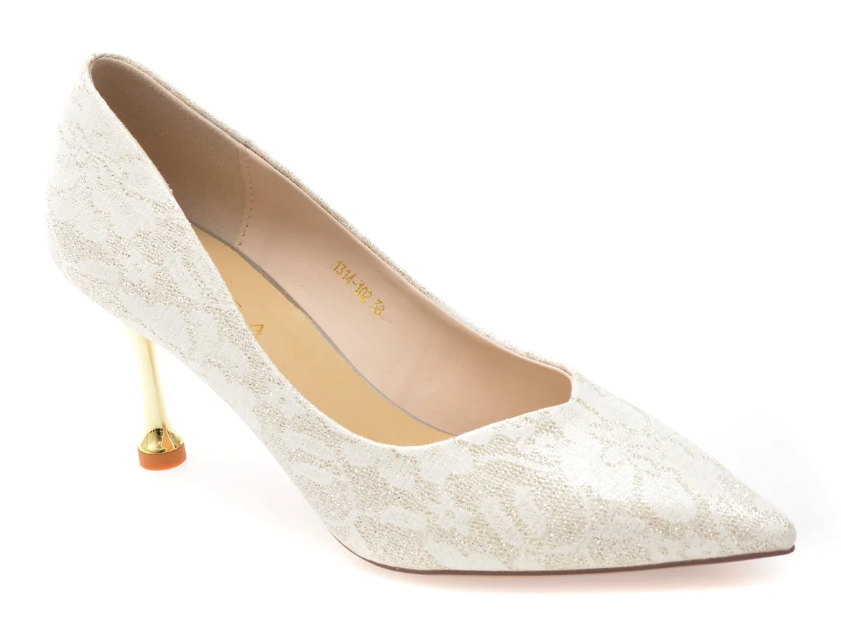 Pantofi Eleganți Epica Argintii, 1314102, Din Piele Ecologică